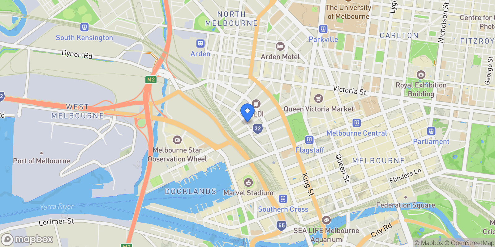 Map showing West Melbourne, Adderley Street, West Melbourne, Victoria, Australia.