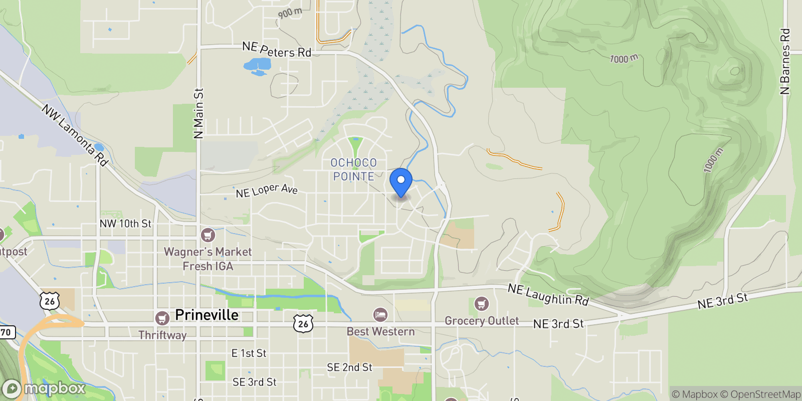 Map showing 1008 NE Whistle Way , Prineville, OR 97754, Prineville, Oregon, United States.