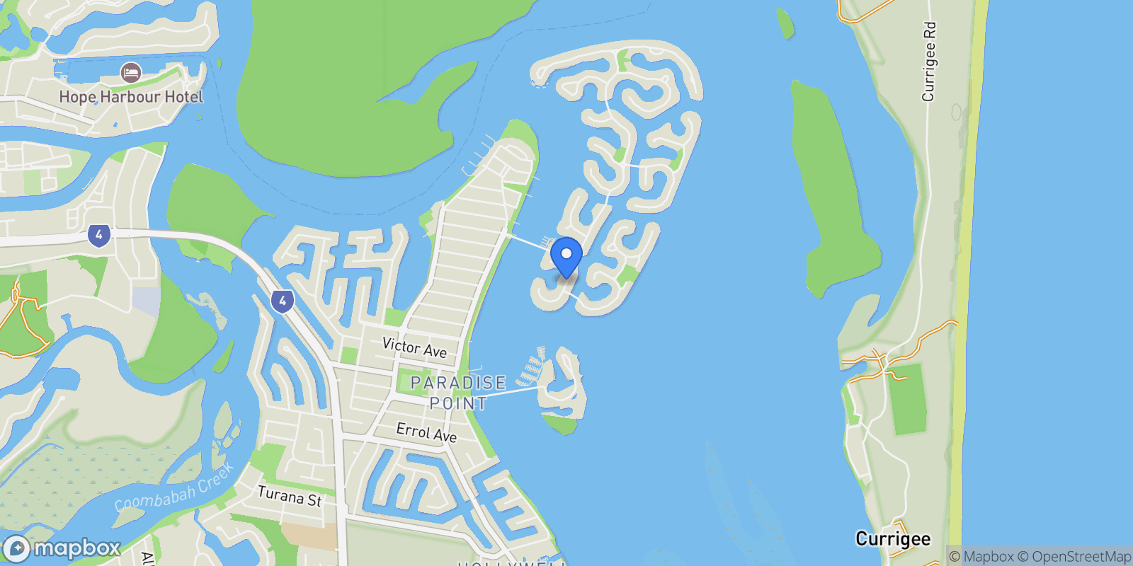 Map showing SOVEREIGN ISLANDS, Brittanic Crescent, Paradise Point, Queensland, Australia.