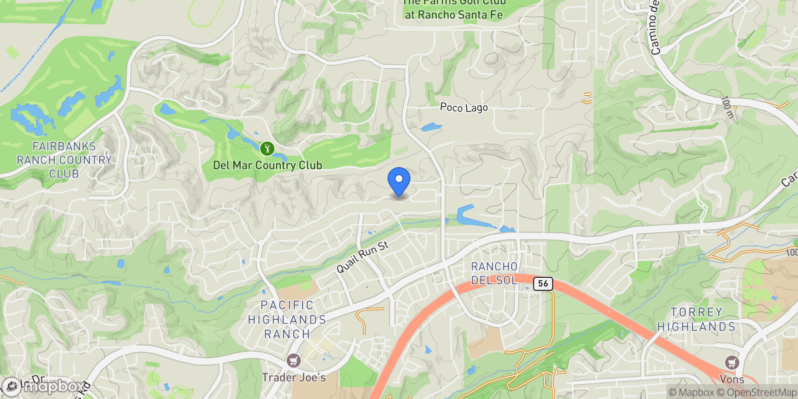 Map showing 6372 Meadowbrush Cir, San Diego, California, United States.