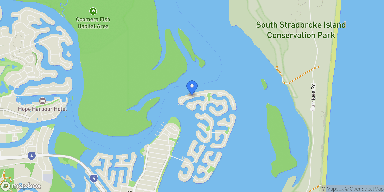 Map showing SOVEREIGN ISLANDS, Knightsbridge Parade West, Paradise Point, Queensland, Australia.