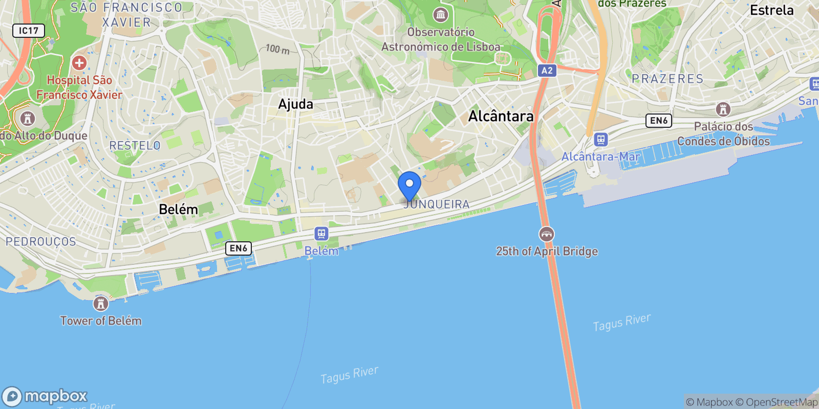 Map showing Lisboa, Belem, Lisbon, Portugal.