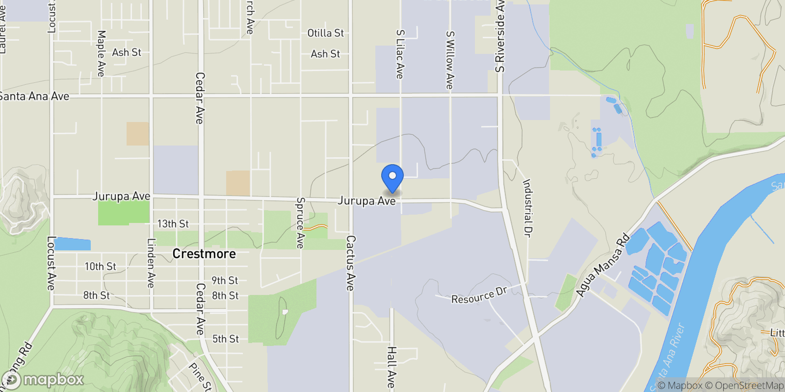 Map showing 19474 Jurupa Avenue, Bloomington, California, United States.
