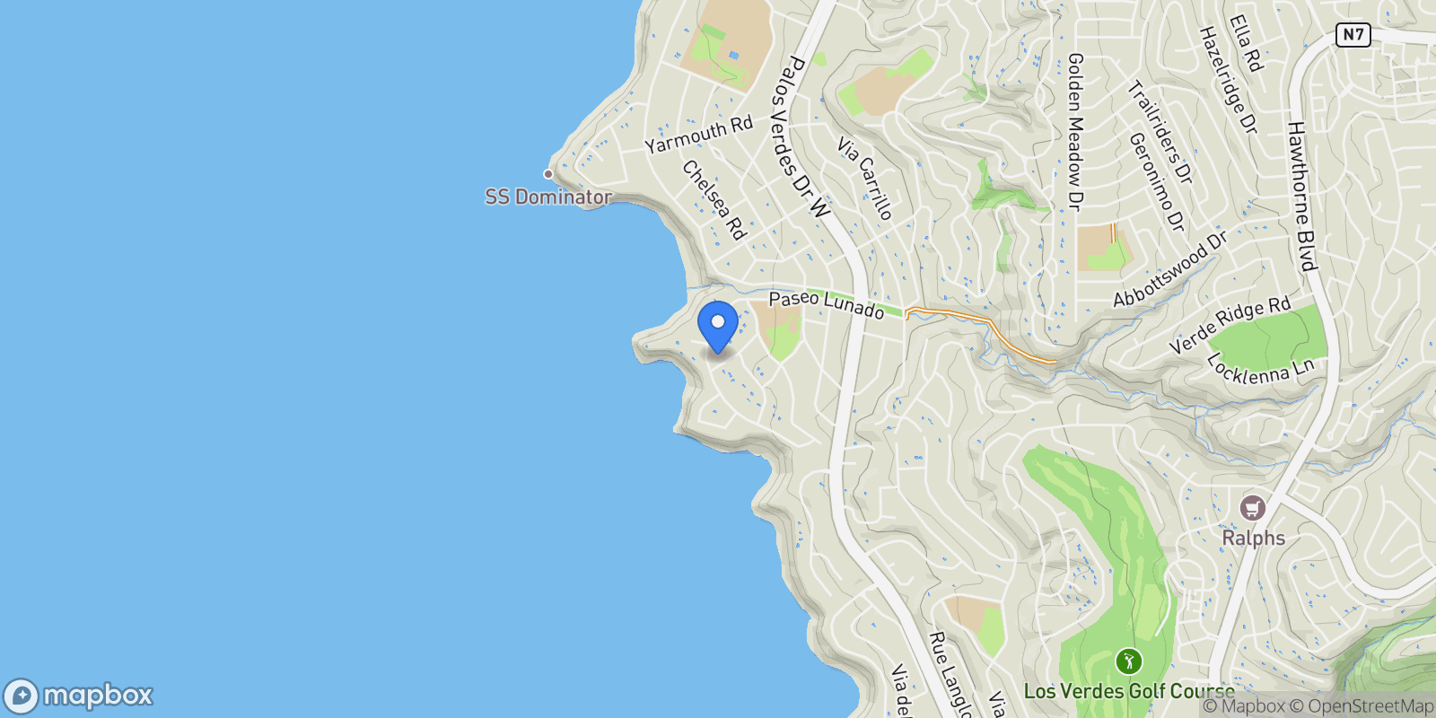 Map showing 2736 Paseo Del Mar , Palos Verdes Estates, CA 90274, Rolling Hills Estates, California, United States.