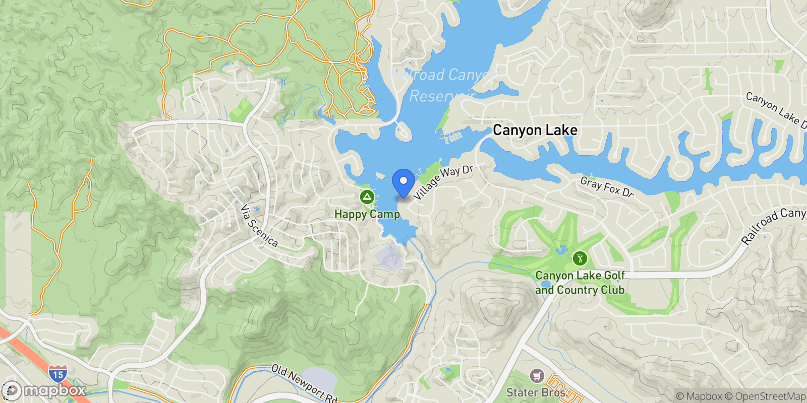 Map showing 21990 Village Way, Canyon Lake, California, United States.