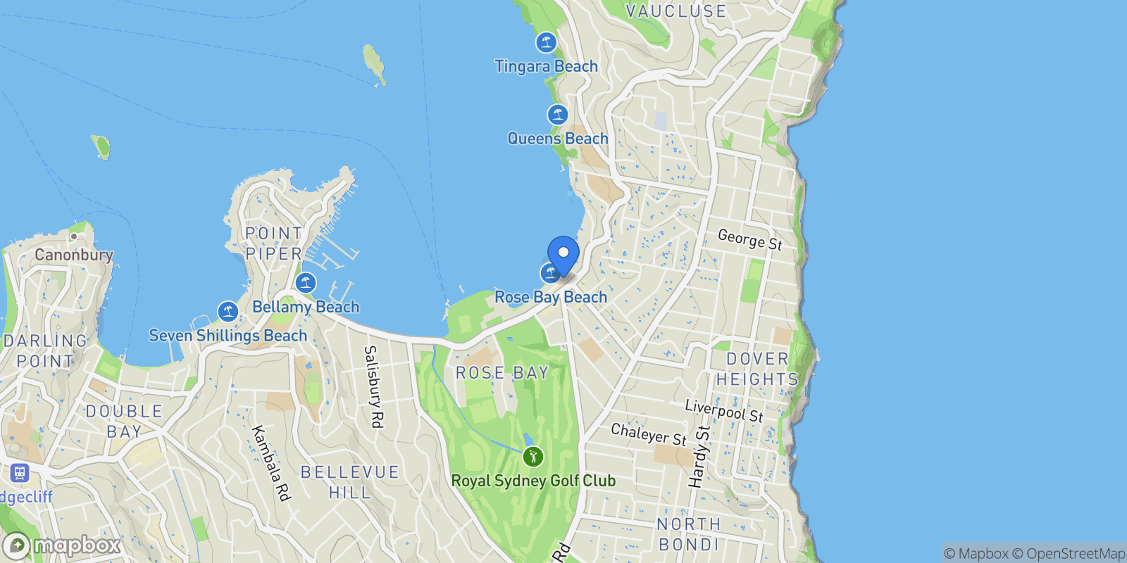 Map showing Overend Street, Rose Bay, New South Wales, Australia.