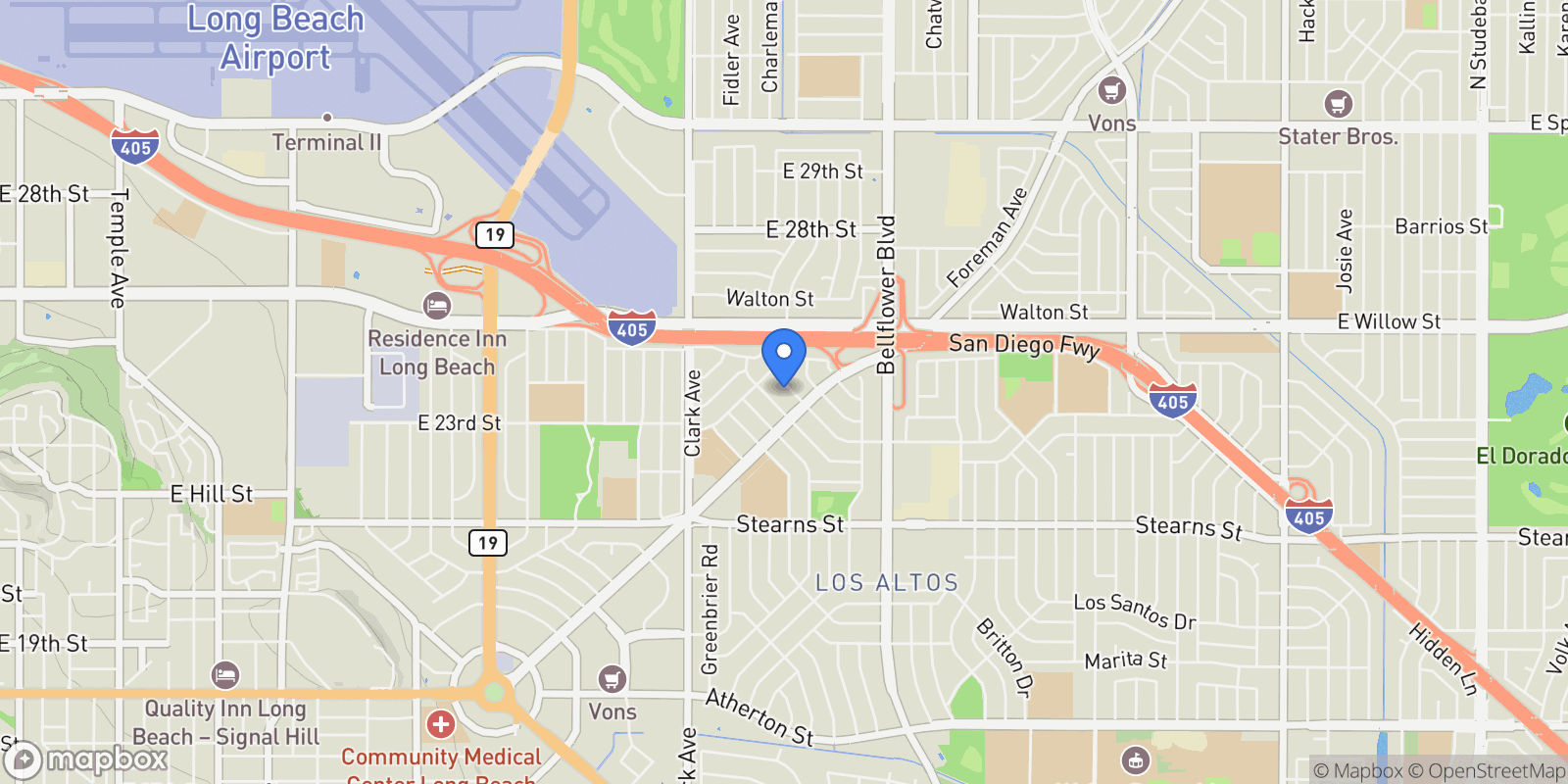 Map showing 2425 Heather Avenue, Signal Hill, California, United States.