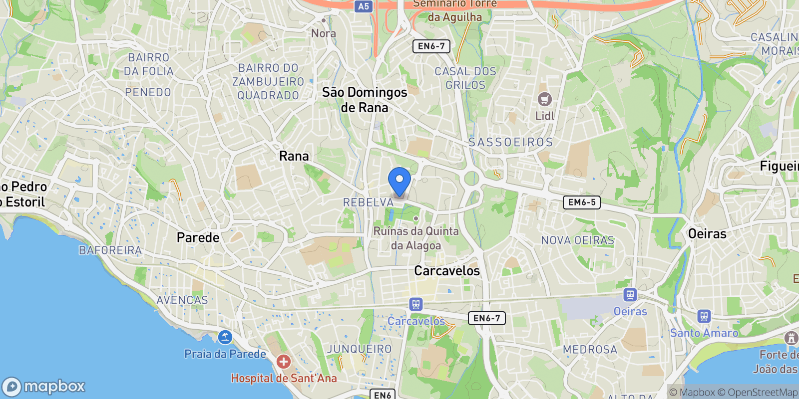 Map showing Carcavelos e Parede, Cascais, Lisboa, Cascais, Carcavelos e Parede, Lisbon, Portugal.