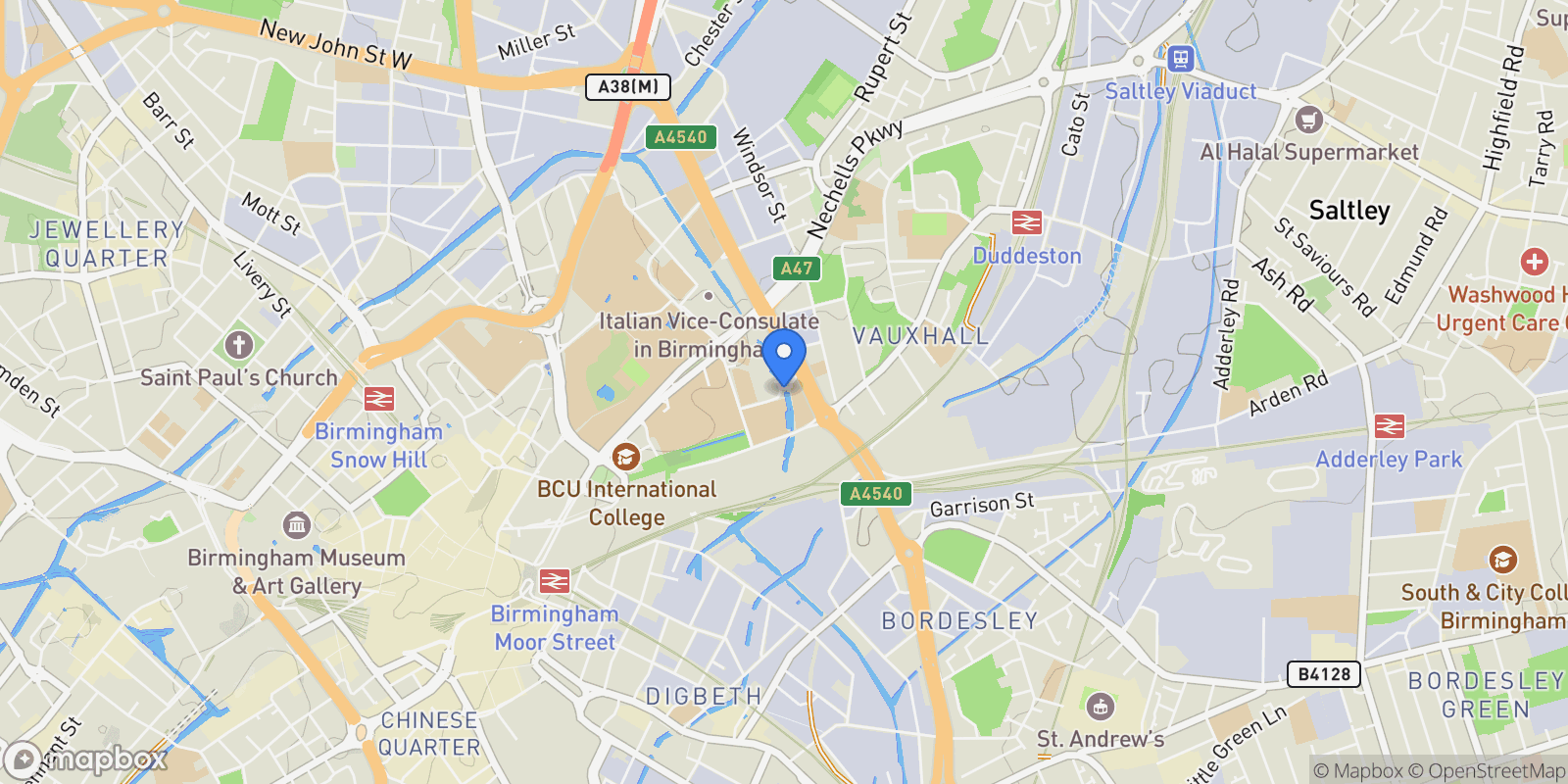 Map showing Birmingham, Birmingham, England, United Kingdom.
