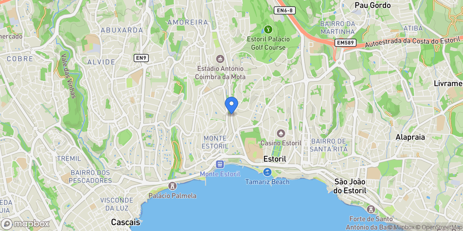 Map showing Cascais e Estoril, Cascais, Lisboa, Cascais, Estoril, Cascais e Estoril, Lisbon.