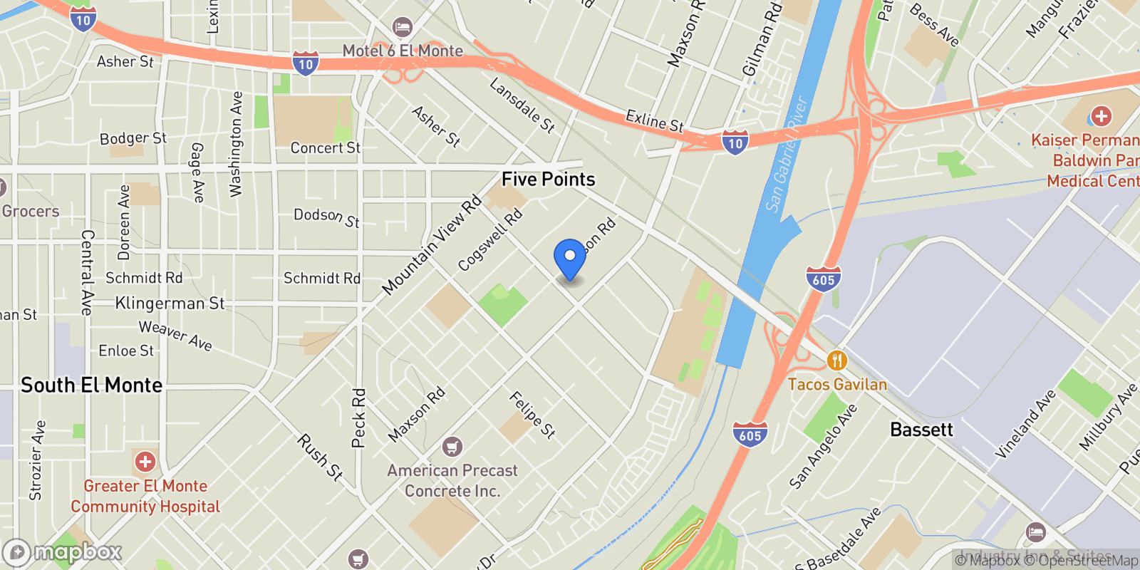 Map showing 12223 Magnolia Street, El Monte, California, United States.