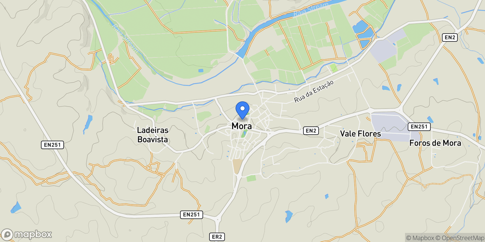 Map showing Pavia, Mora, Évora, Mora, Mora, Évora District, Portugal.