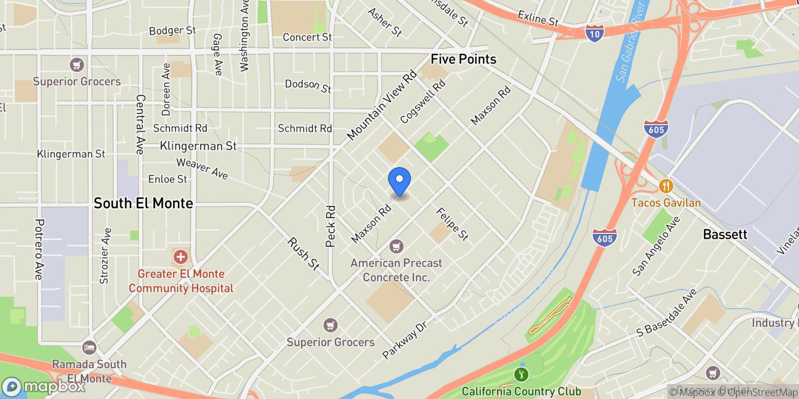 Map showing 12203 Klingerman Street, El Monte, California, United States.