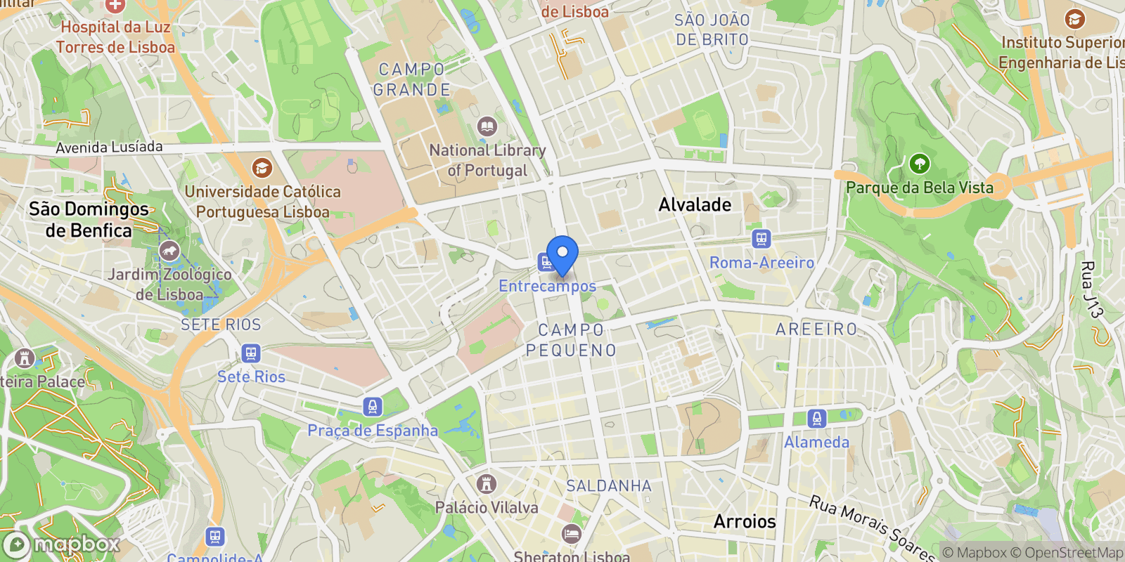 Map showing Queluz e Belas, Sintra, Lisboa, Sintra, Avenidas Novas, Lisbon, Portugal.