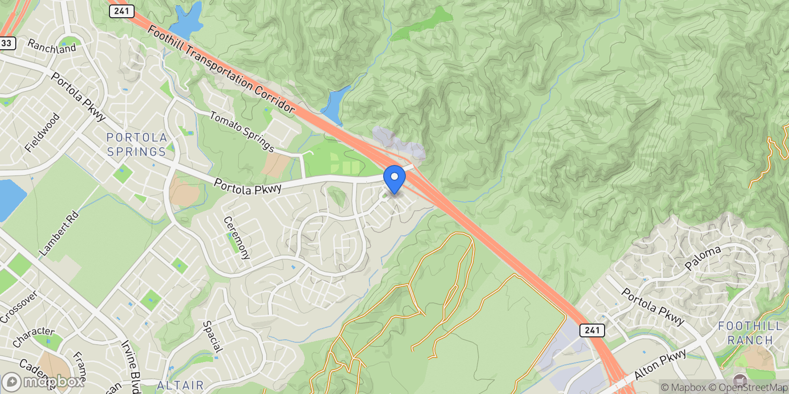 Map showing 126 Sunnyside, Irvine, California, United States.