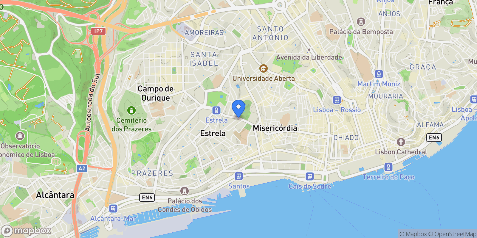 Map showing Estrela, Lisboa, Lisboa, Lisboa, Estrela, Lisbon, Portugal.
