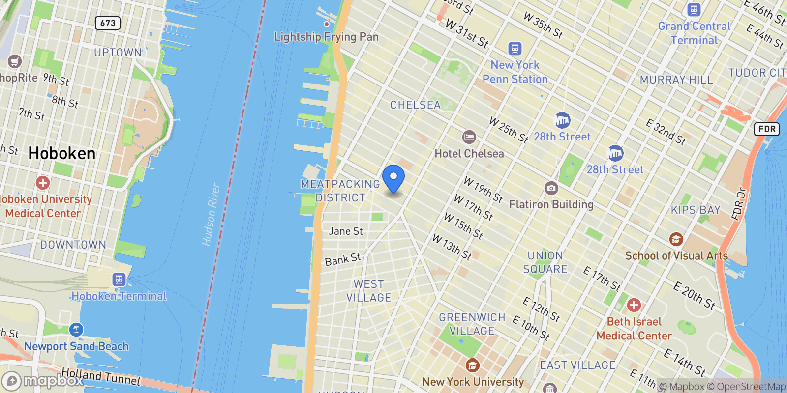 Map showing 319 W 14TH ST, New York, New York, United States.