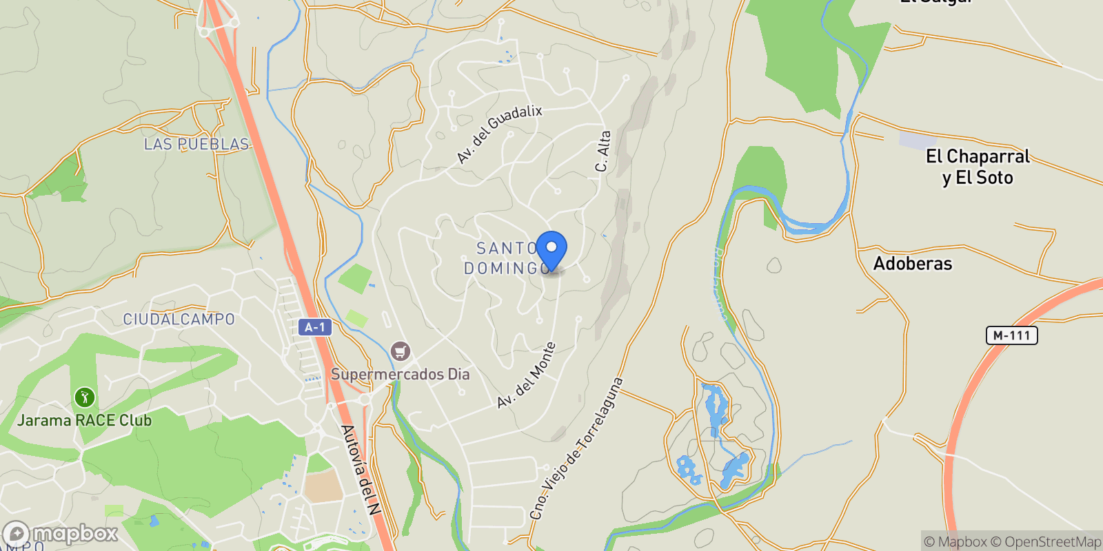Map showing SANTO DOMINGO, Madrid, SANTO DOMINGO, Santo Domingo, Algete, Community of Madrid.