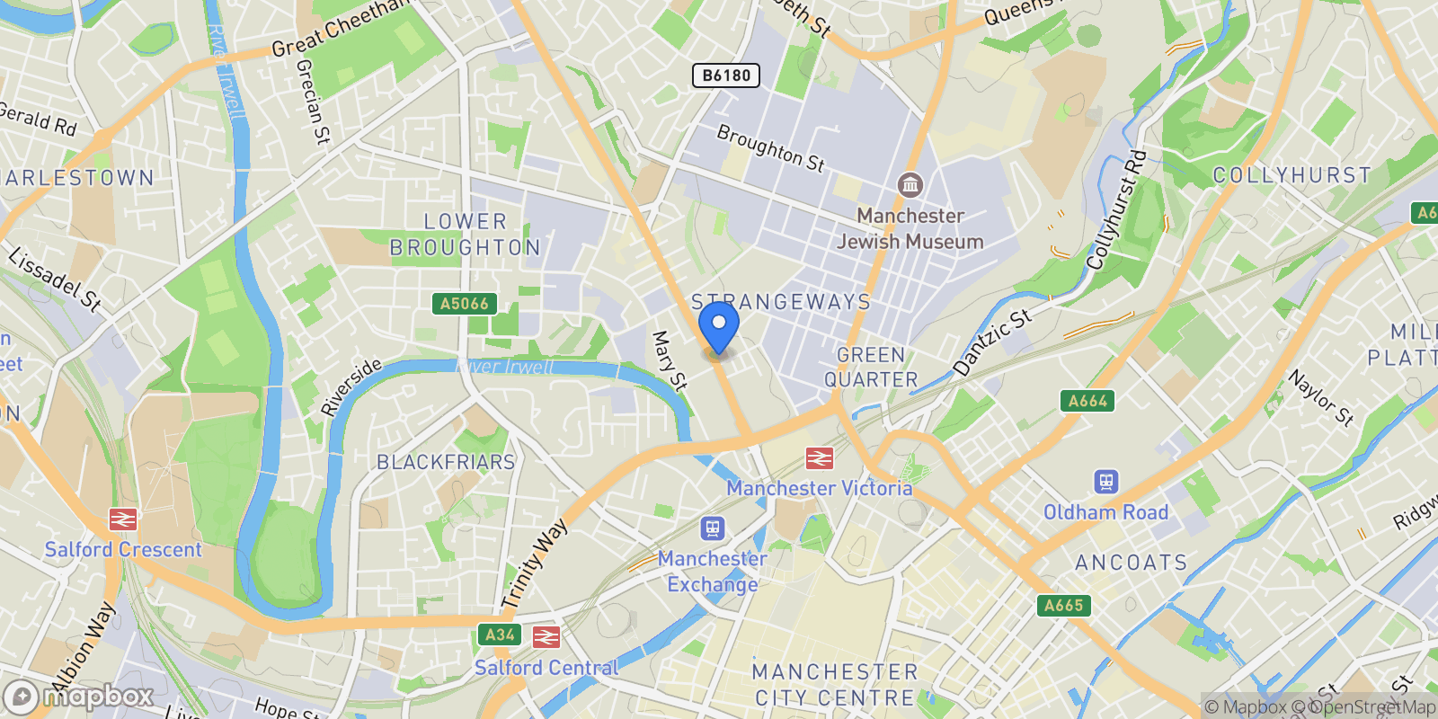 Map showing Manchester, Cheetham Hill, England, United Kingdom.