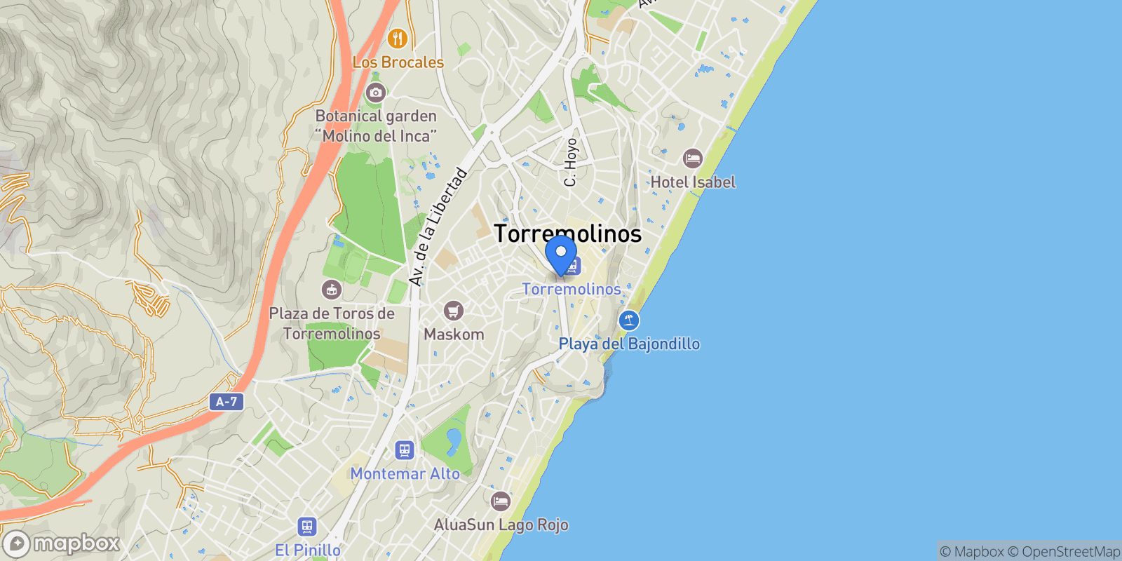 Map showing TORREMOLINOS, Málaga, TORREMOLINOS, Torremolinos, Andalusia, Spain.