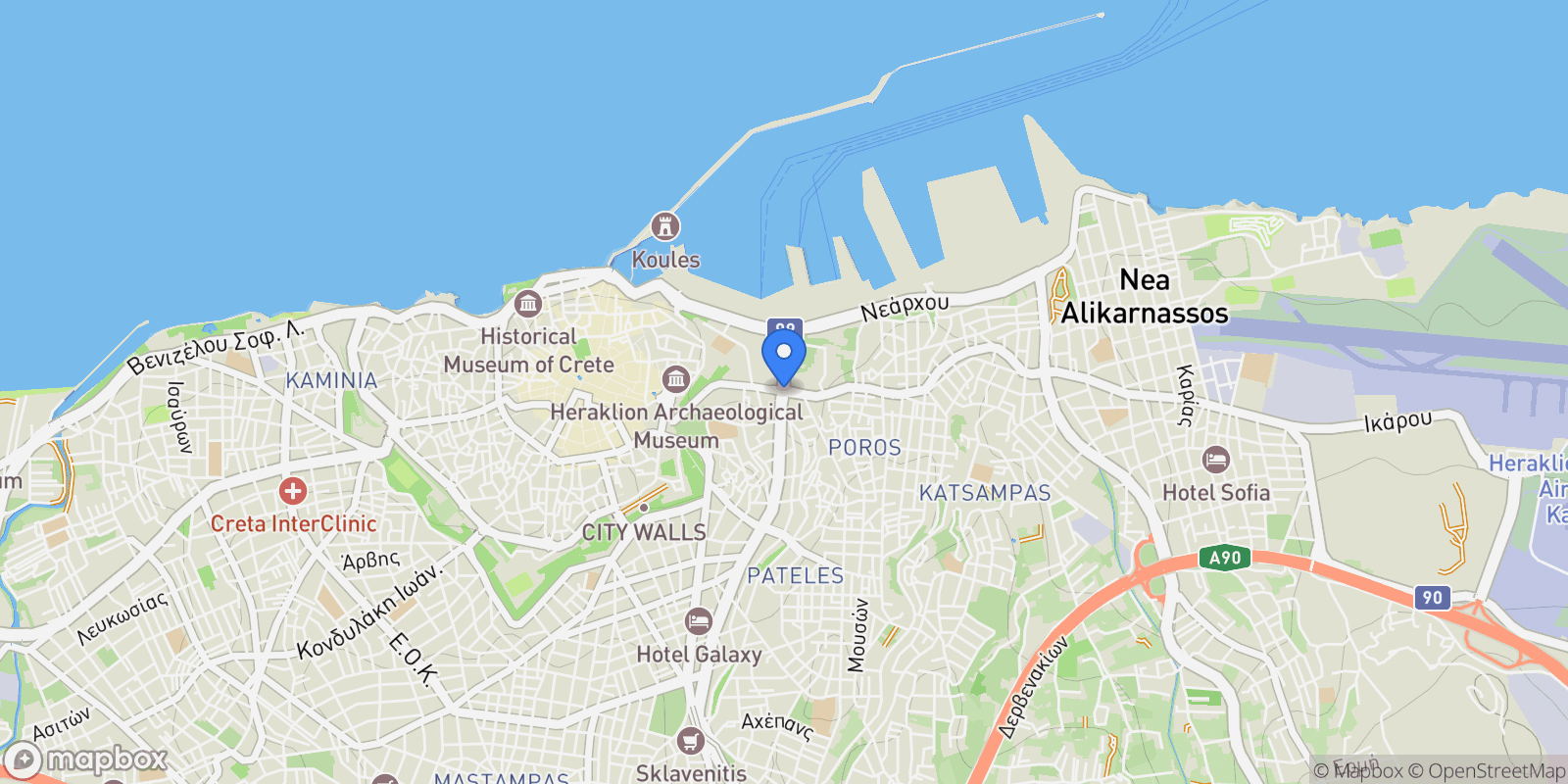 Map showing Heraklion, Greece, 2nd Community of Heraklion - Eastern, Heraklion, Greece.