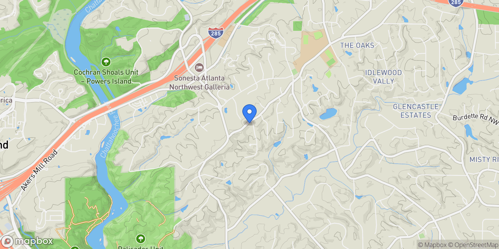 Map showing 5284 Vernon Springs Trail, Sandy Springs, GA, 30327, USA, Atlanta, Georgia, United States.