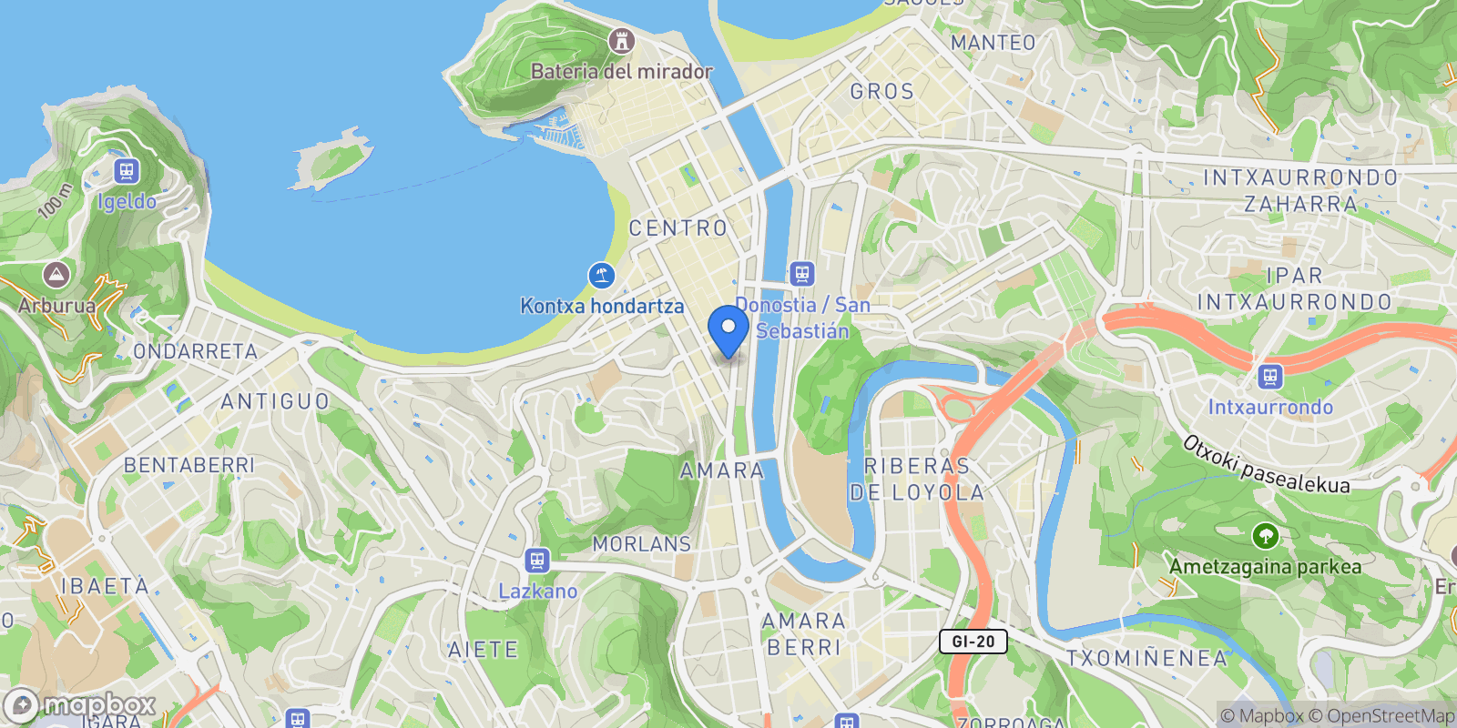 Map showing Moraza Kalea, 1B, 20006 Donostia, Gipuzkoa, Spain, Centro, Donostia-San Sebastian, Spain.
