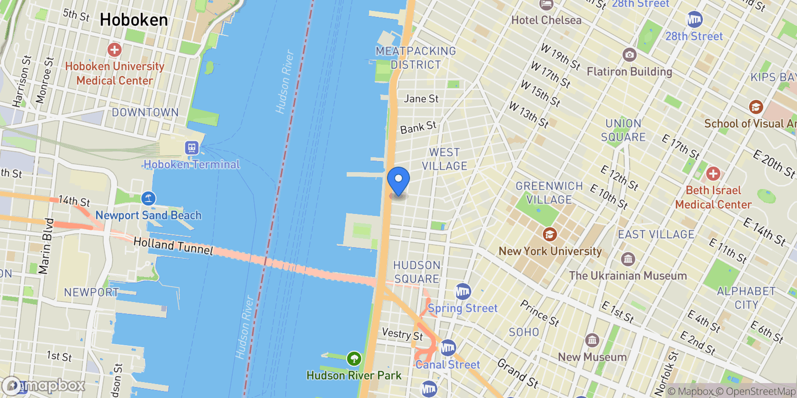 Map showing 622 WASHINGTON ST, New York, New York, United States.