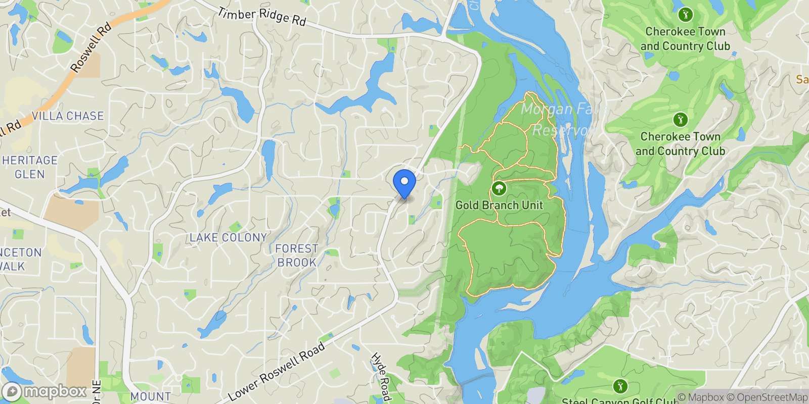 Map showing 1281 Riversound Drive, Marietta, GA, 30068, USA, Marietta, Georgia, United States.