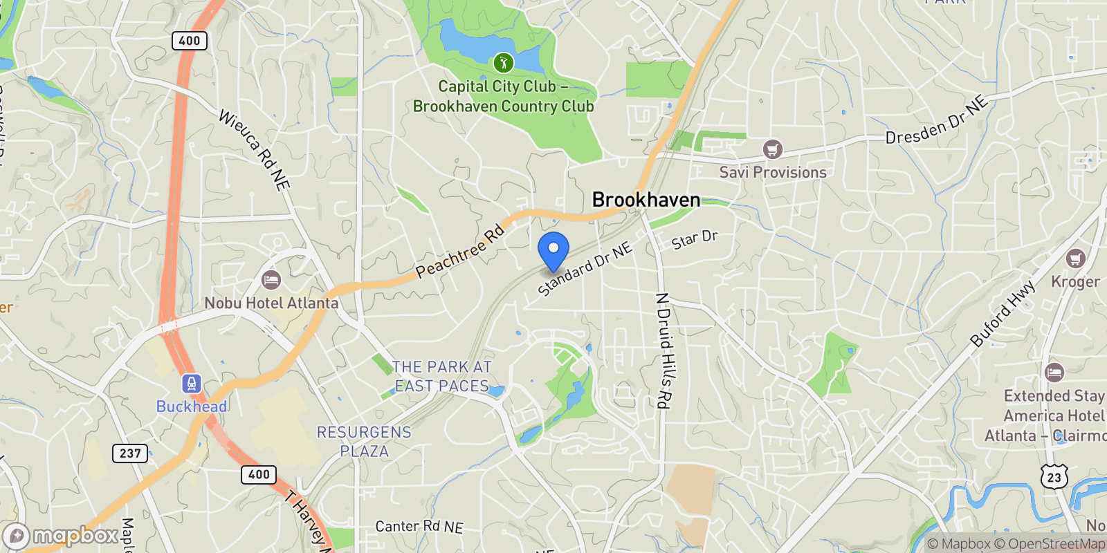 Map showing 1070 Standard Drive, Brookhaven, GA, 30319, USA, Brookhaven, Georgia, United States.