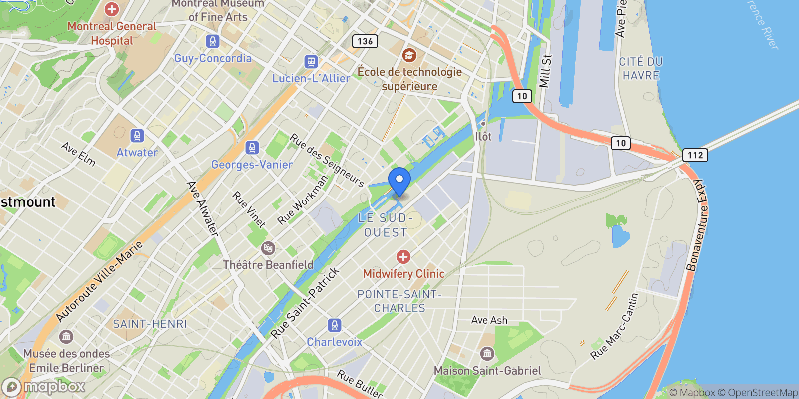 Map showing 1719 Rue St-Patrick 207/305, Montréal, Quebec, Canada.