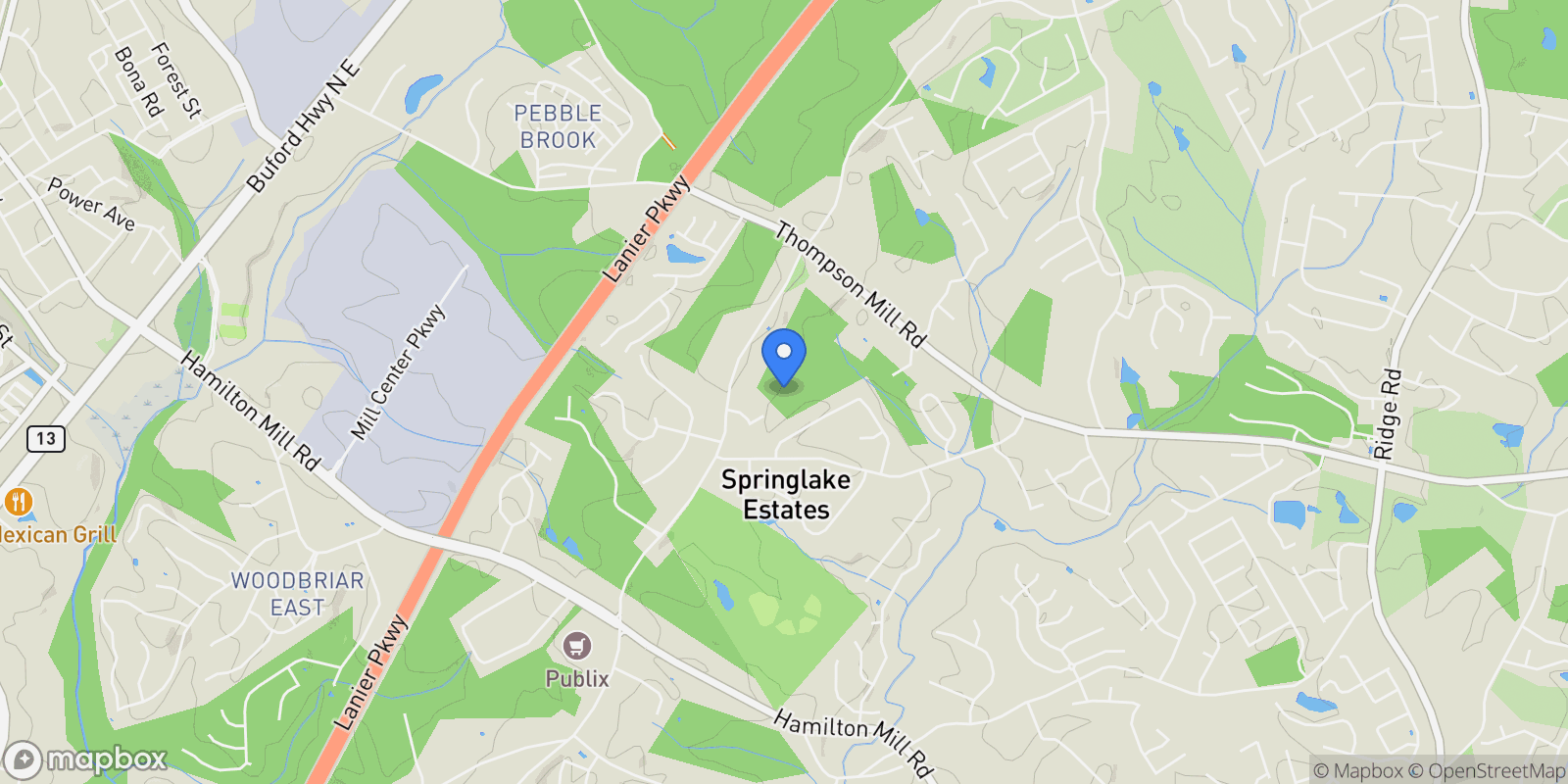 Map showing 2843 N Bogan Road, Buford, GA, 30519, USA, Buford, Georgia, United States.