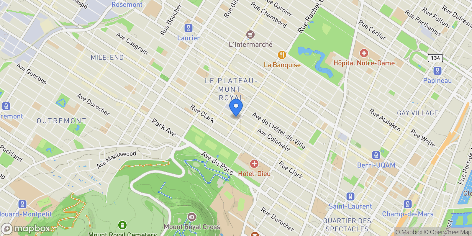 Map showing 4225 Rue St-Dominique 415, Montréal, Quebec, Canada.