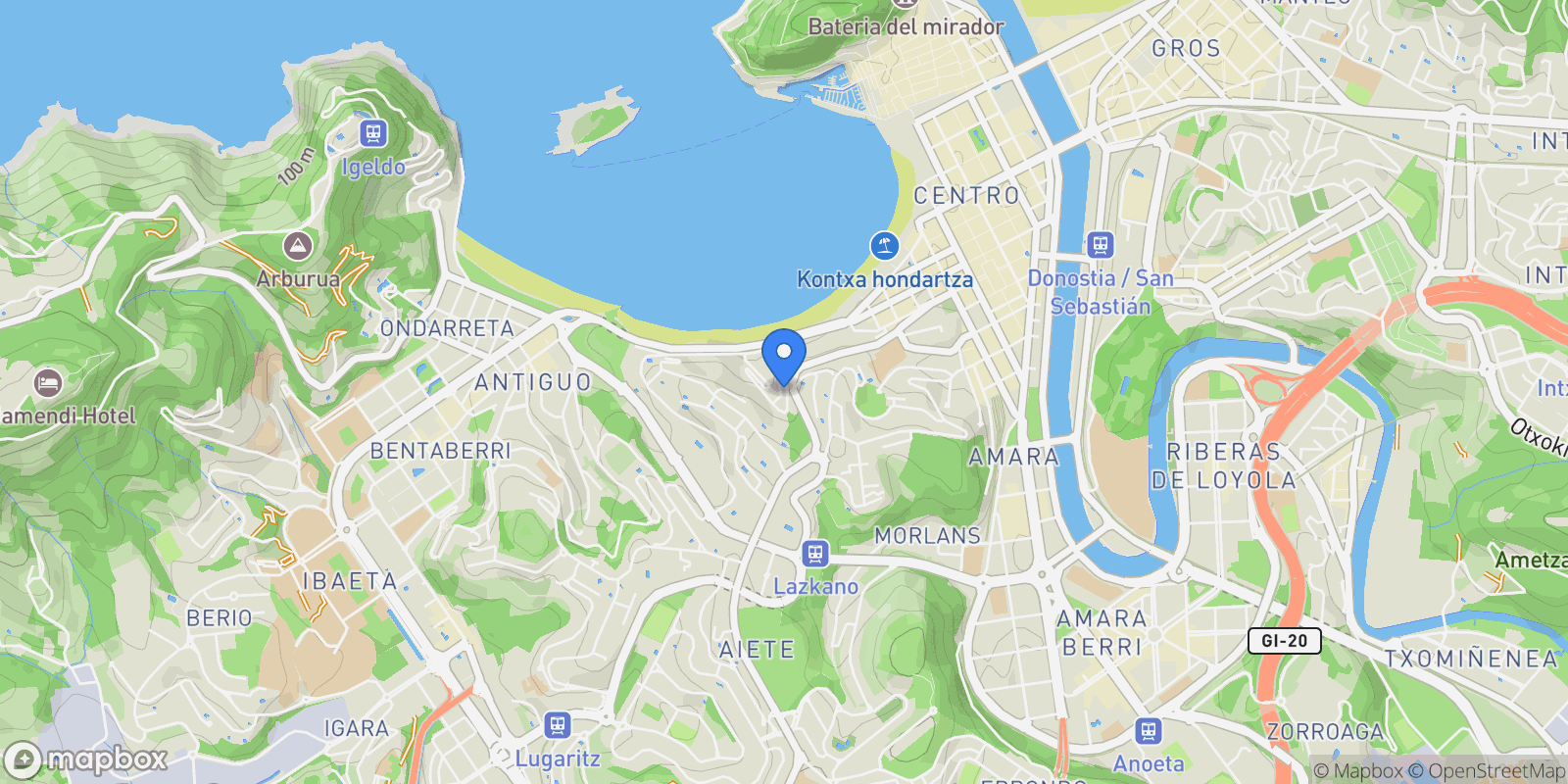 Map showing La Fe Pasealekua, 59c, 20007 Donostia / San Sebastián, Guipúzcoa, Spain, Centro, Donostia-San Sebastian, Spain.