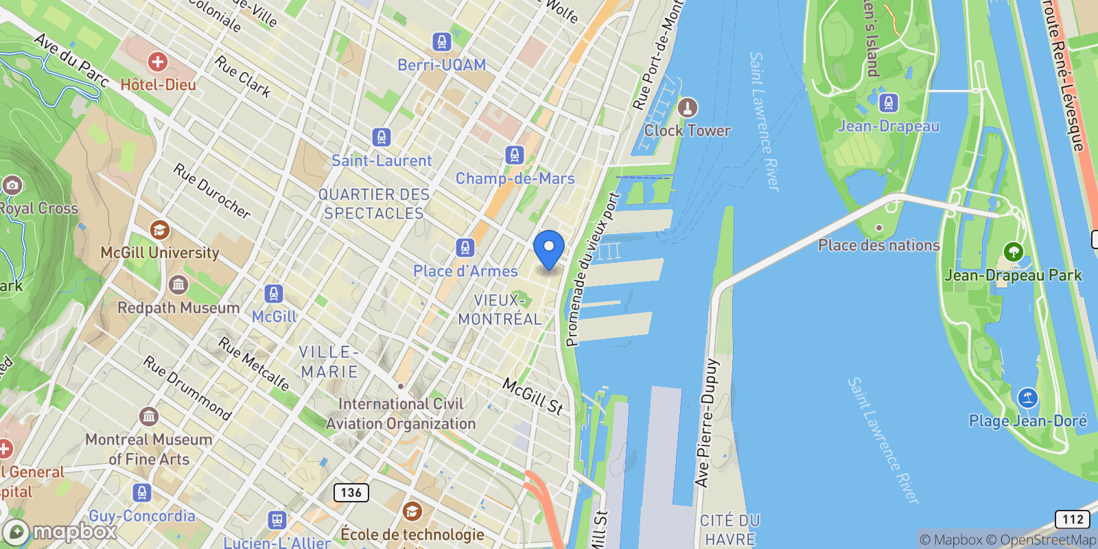 Map showing 65 Rue St-Paul O. 409, Montréal, Quebec, Canada.