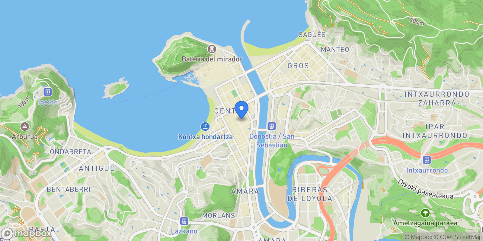 Map showing Donostia-San Sebastian, Gipuzkoa, Spain, Centro, Donostia-San Sebastian, Spain.