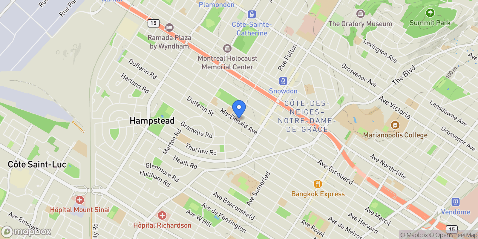 Map showing 5275 5277 Av. MacDonald, Montréal, Quebec, Canada.