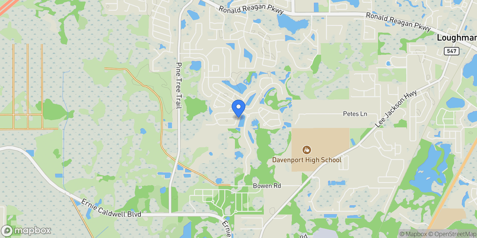 Map showing 6148 BROAD OAK DRIVE, Davenport, Florida, United States.