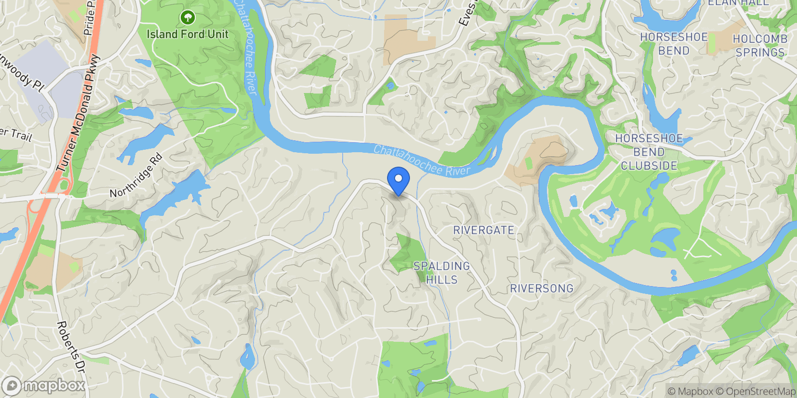 Map showing 2525 Spalding Drive, Atlanta, GA, 30350, USA, Atlanta, Georgia, United States.
