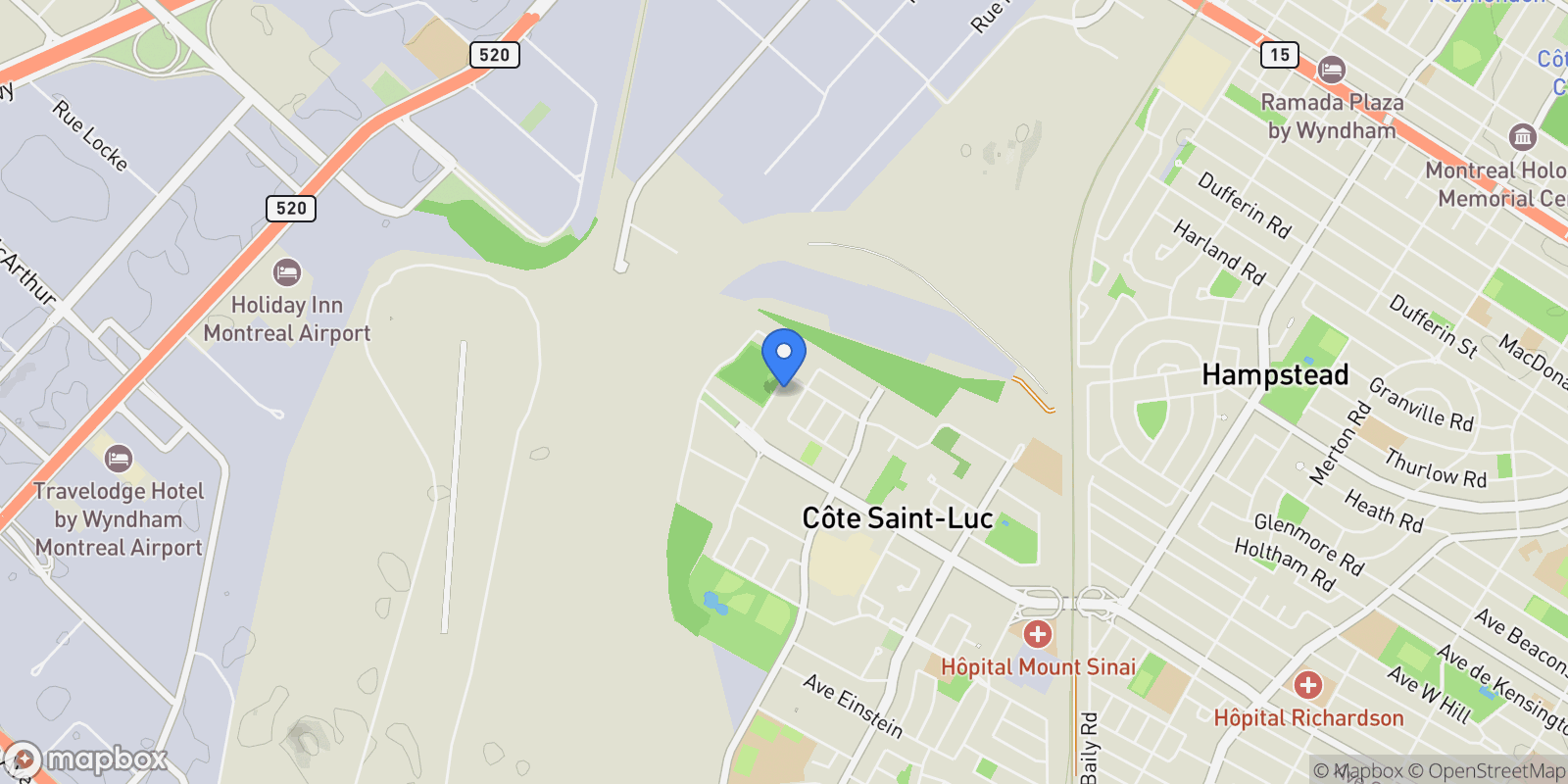 Map showing 6552 Ch. Collins, Côte Saint-Luc, Quebec, Canada.