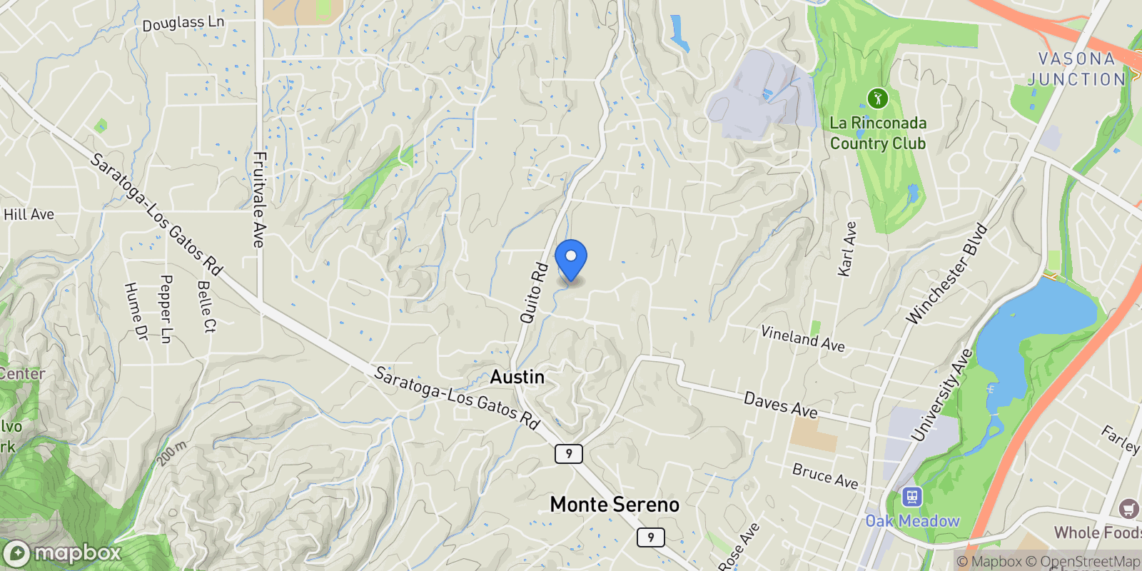 Map showing 15292 Stratford Court, Monte Sereno, CA 95030, Los Gatos, California, United States.