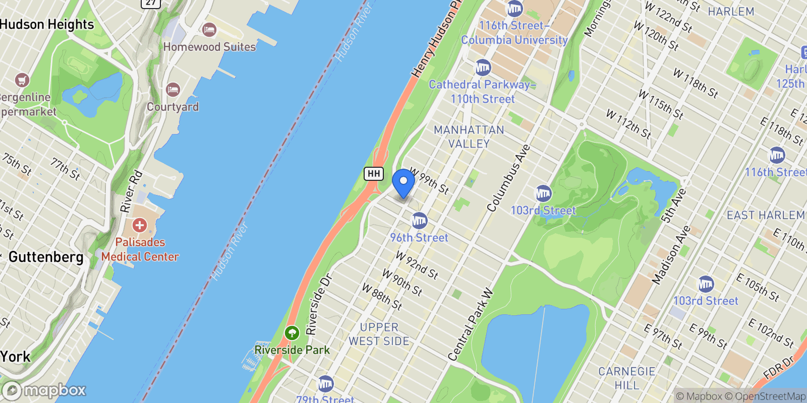 Map showing 741 W END AVE, New York, New York, United States.