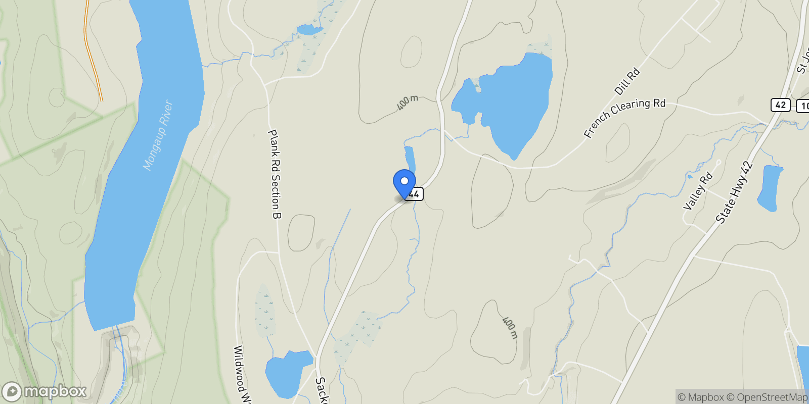 Map showing 1315 Sackett Lake Road, Forestburgh, NY 12777, Forestburgh, New York, United States.