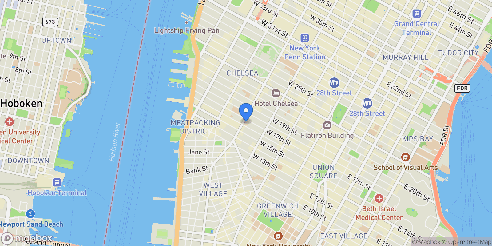Map showing Grand Chelsea, 270 W 17TH ST, New York, New York, United States.