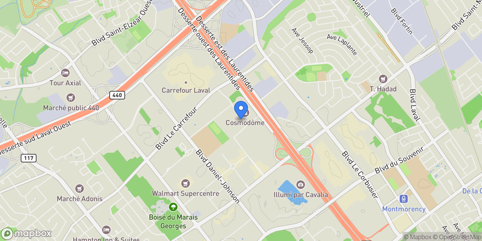 Map showing 2160 Av. Terry-Fox 801, Laval, Quebec, Canada.
