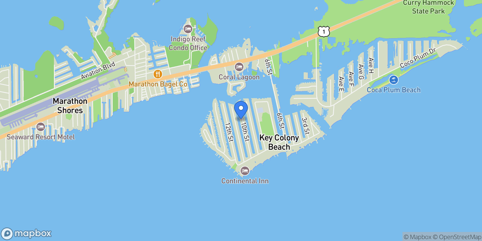 Map showing 581 10Th Street, KEY COLONY, FL 33051, Key Colony Beach, Florida, United States.