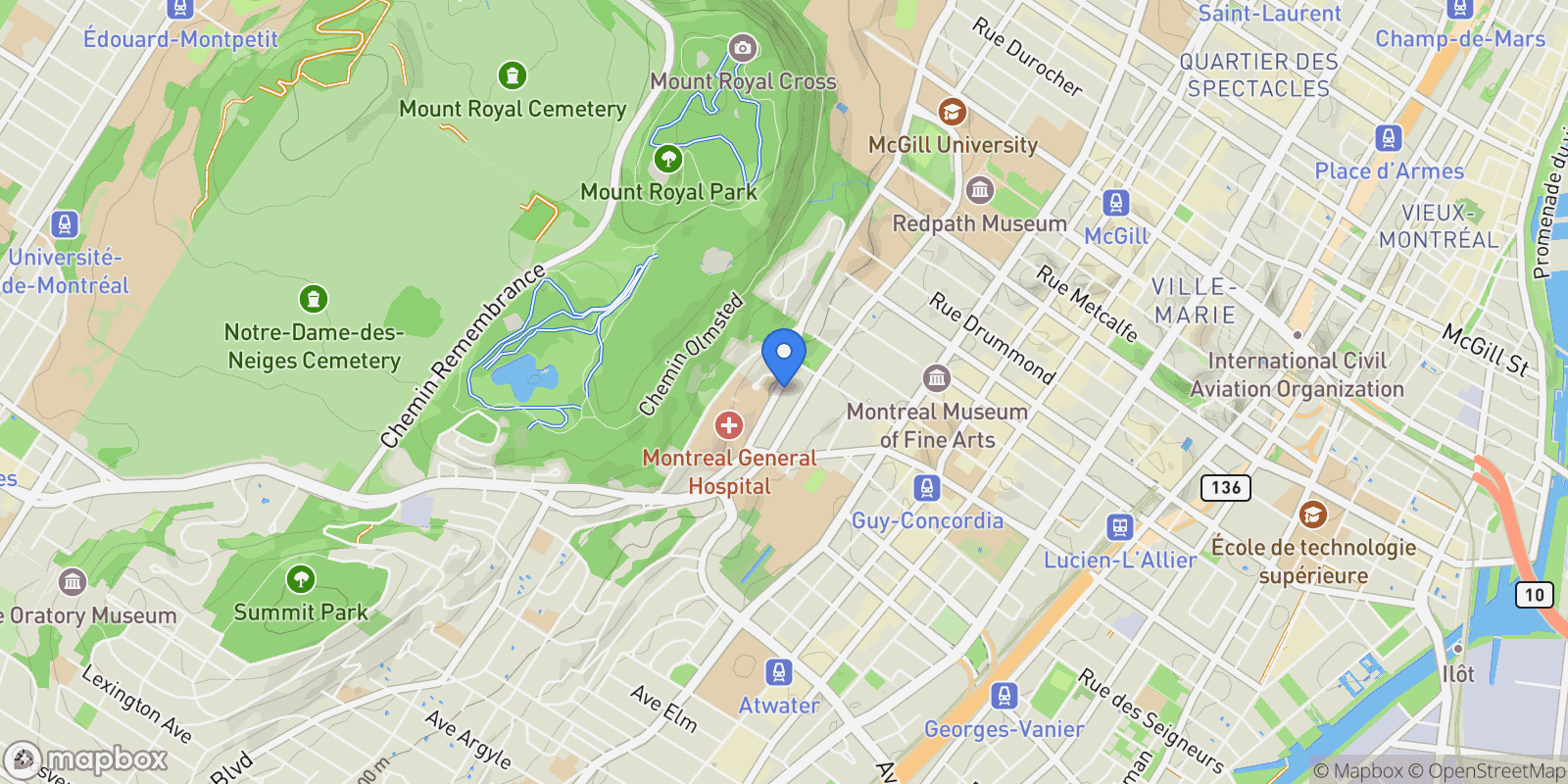 Map showing 1524 Av. des Pins O., Montréal, Quebec, Canada.