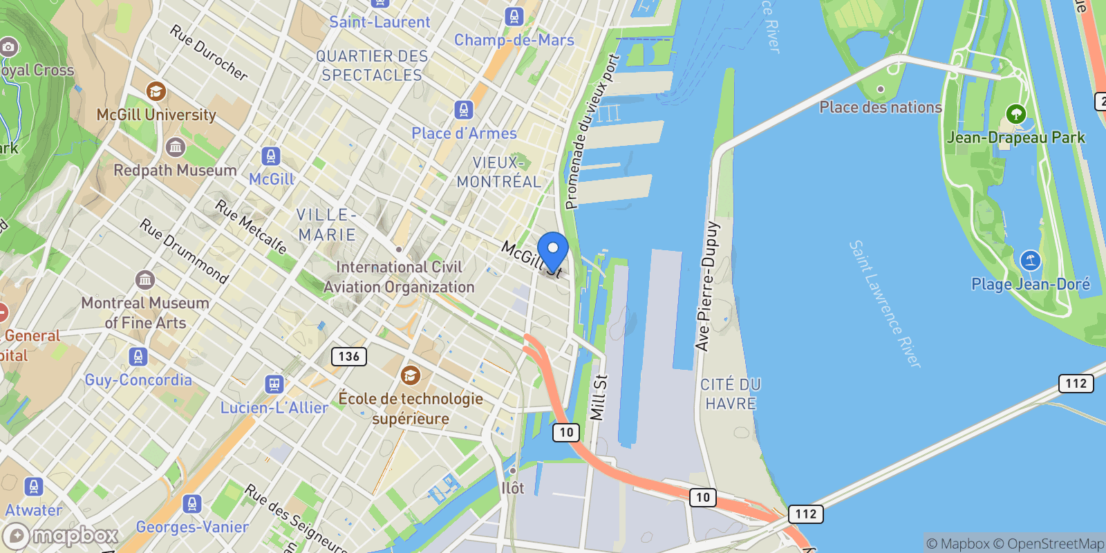 Map showing 50 Rue McGill 77, Montréal, Quebec, Canada.