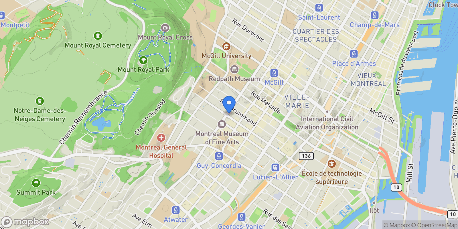 Map showing 1280 Rue Sherbrooke O. 810, Montréal, Quebec, Canada.