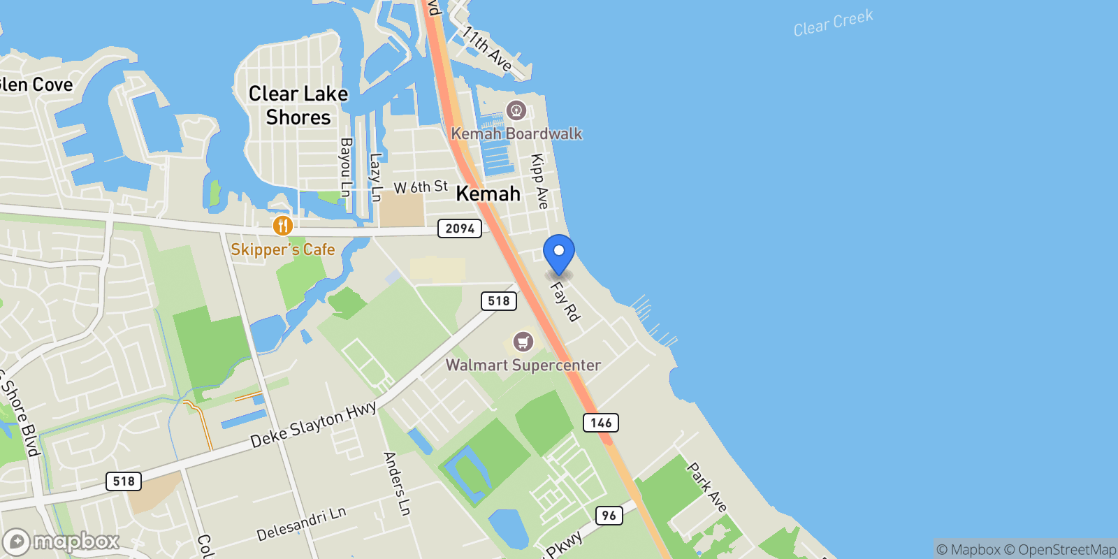 Map showing 1106 Kipp Avenue, Kemah, Texas, United States.